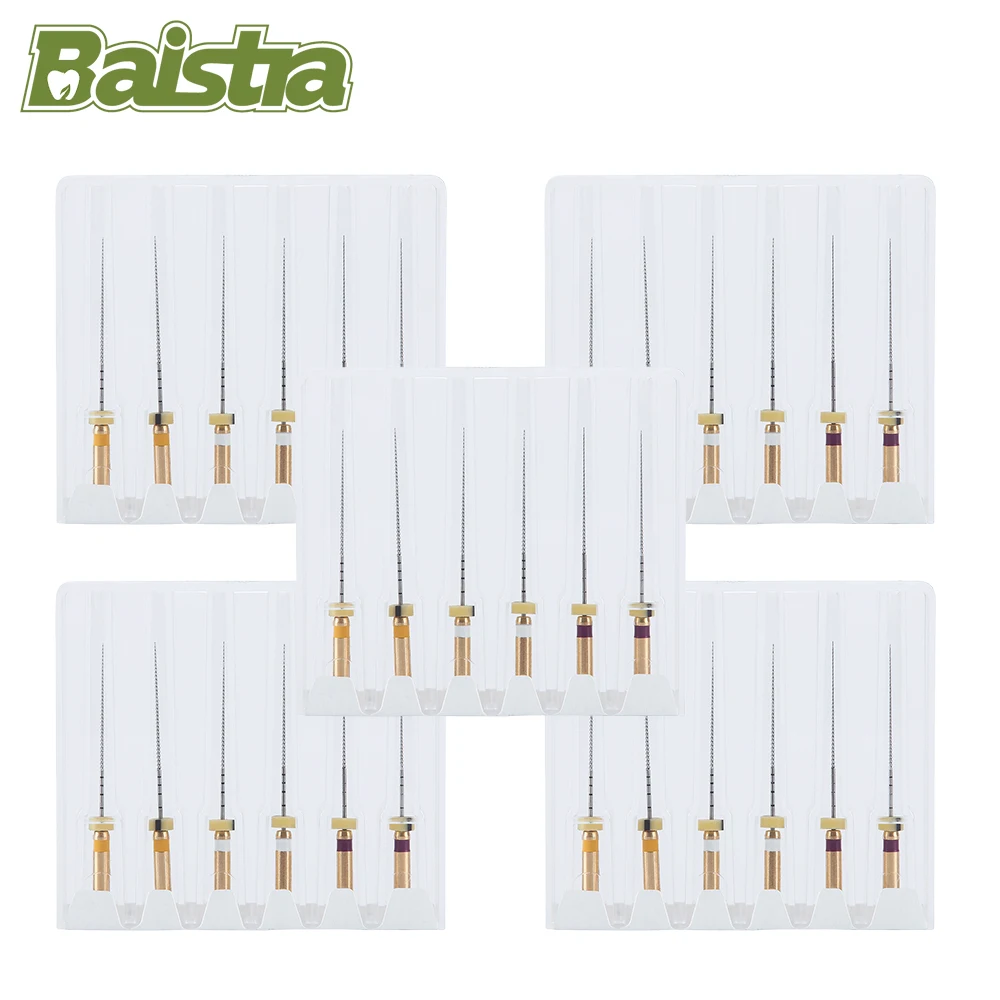 

5 Boxes Baistra Dental Nickel Titanium Path Files Endo File 25mm Size 13#-19# Taper 02 Engine Use Root Canal Instrument Tools