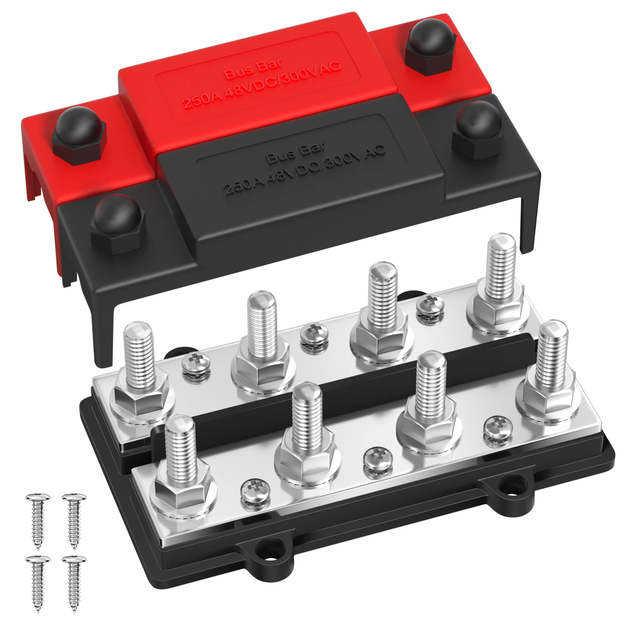 250A Dual Row Bus Bar 12V Power Distribution Block 8 x 3/8\