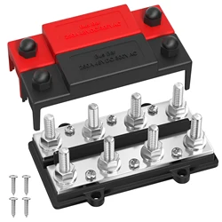 250A Dual Row Bus Bar 12V Power Distribution Block 8 x 3/8