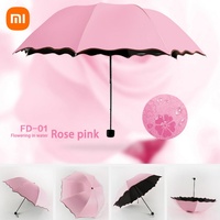 Xiaomi 8 Bone Ladies Portable Umbrellas Windproof 3-Folding Blossoms in Water Changes Color Anti-UV Sun/Rain Umbrella