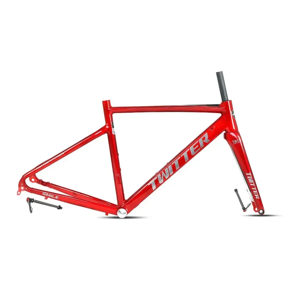 TWITTER SMILE-Road Bike Aluminum Alloy Frame, Carbon Fiber Fork, Inner Cable, Cable Barrel, Drawer version12 * 142mm, 700 * 25C,