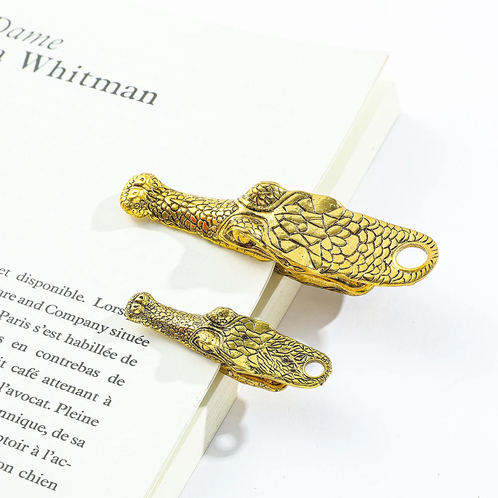 1Pcs Crocodile High Precious Metal Hand Clip, Vintage Book Page Clip, Solid Reading Marker, Book Clip For Book Lovers Collection