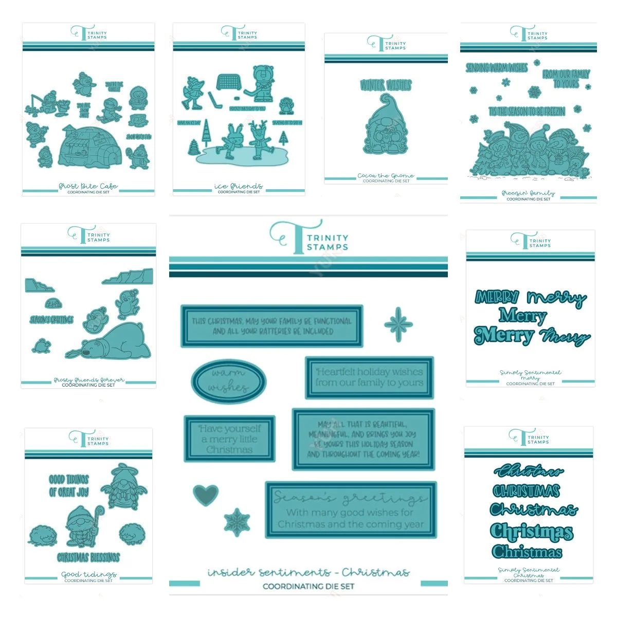 

Bunny Slope Stamps or Metal Cutting Dies Sets for DIY Craft Making Christmas Simply Sentimental Merry Frosty Friends Forever