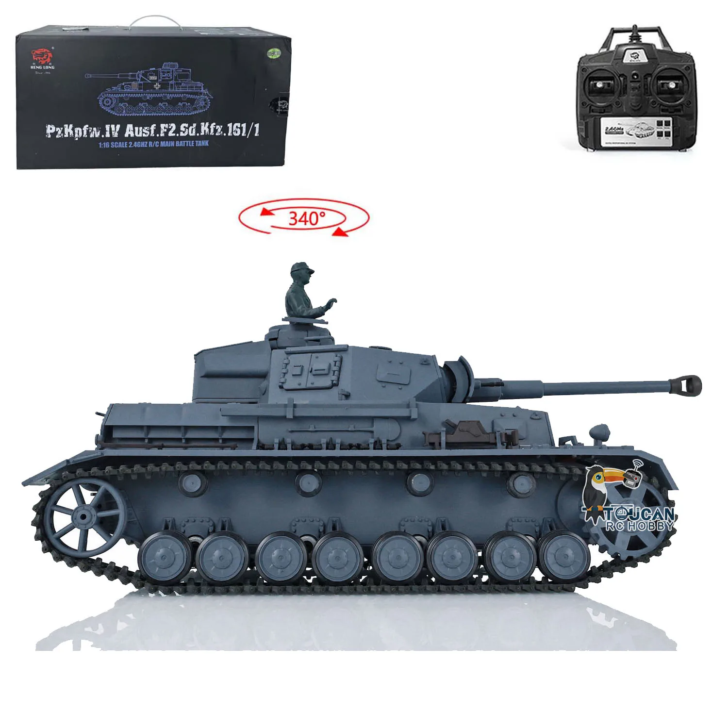 Henglong Plastic 1/16 7.0 RTR RC Tank German Panzer IV F2 3859 Version 2.4G Remote Control Model for New Collectors