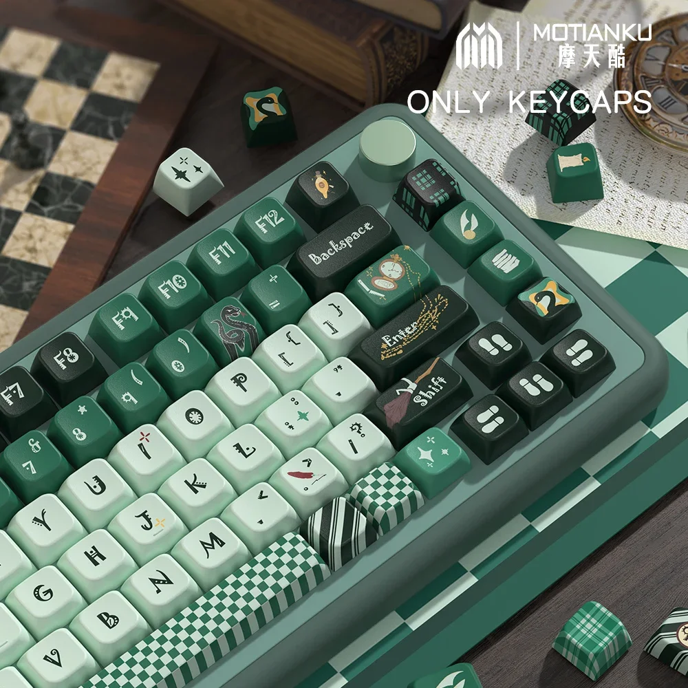 SLYTHERIN موضوع الكرز/MDA الملف الشخصي لوحة المفاتيح الميكانيكية أغطية المفاتيح 7U ISO الكرتون شخصية Keycap للمهووسين والاعبين