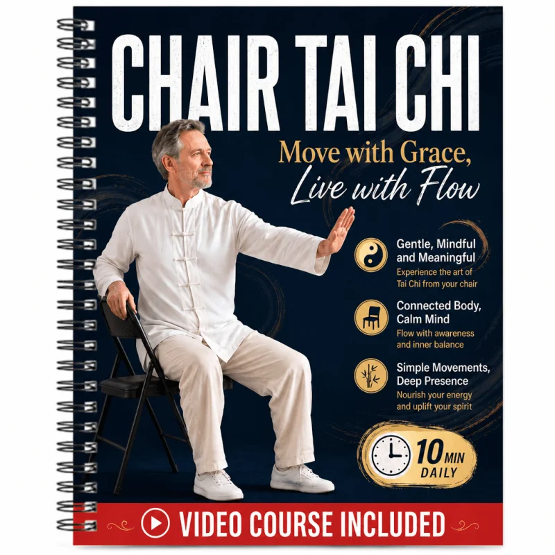 Chair Tai Chi Book with Video Course - Spiral-Bound Color-Coded Workbook Suitable for Seniors & Beginners, Step-by-Step Seated Tai Chi Guide with Online Videos, 10-Minute Daily Routine for Home Practice, Fitness & Balance Training