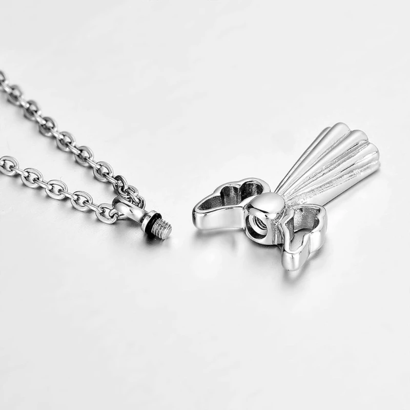 Cherub Wing Urn Necklace Dog Cremation Urn Memorial Jewelry Ashes Holder Lockets 203C