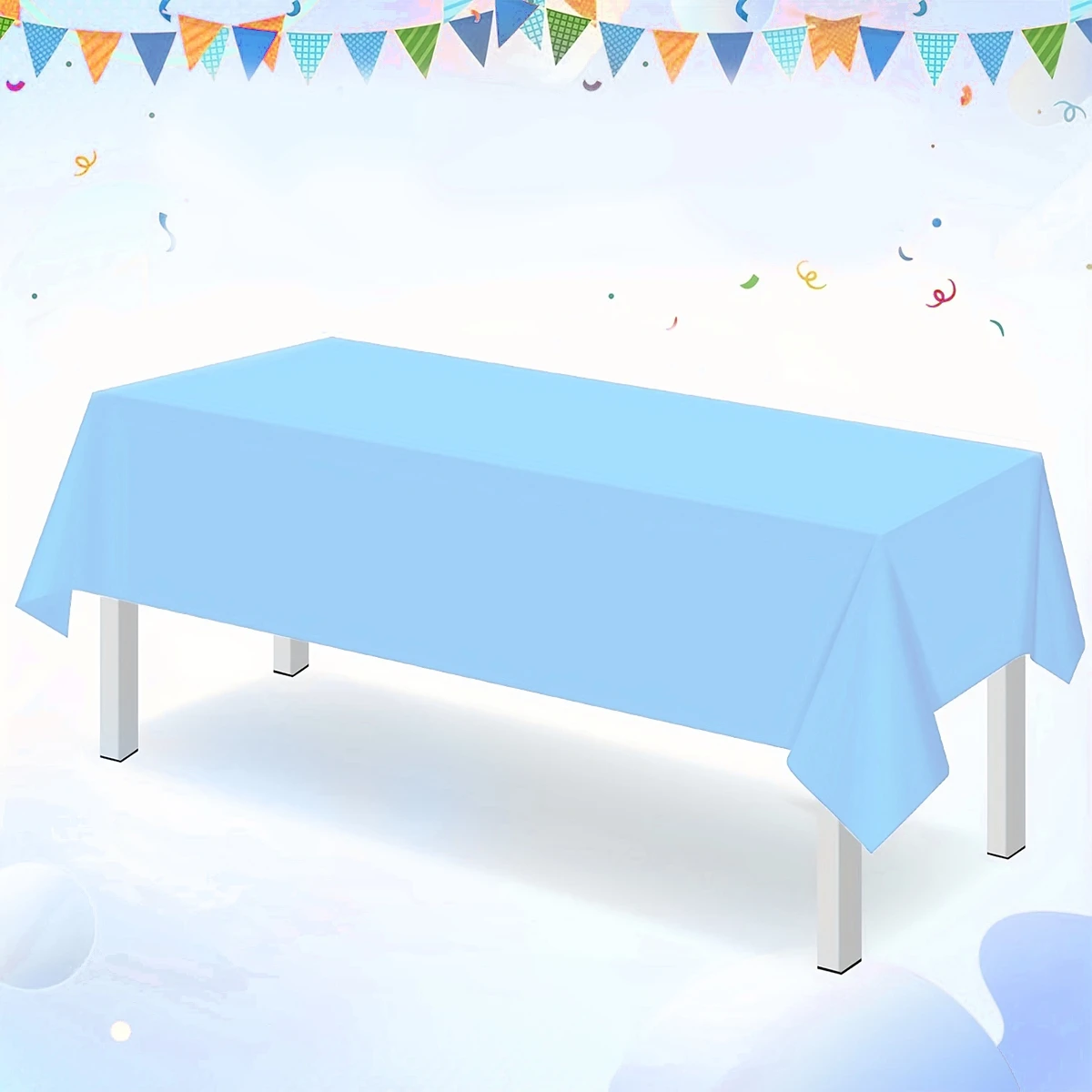 183×137cm Pastellblaue Tischdecke Einweg-Plastiktischdecke für Hochzeitsdekoration Geburtstagsfeier Zubehör Tischdekoration – Detail 4