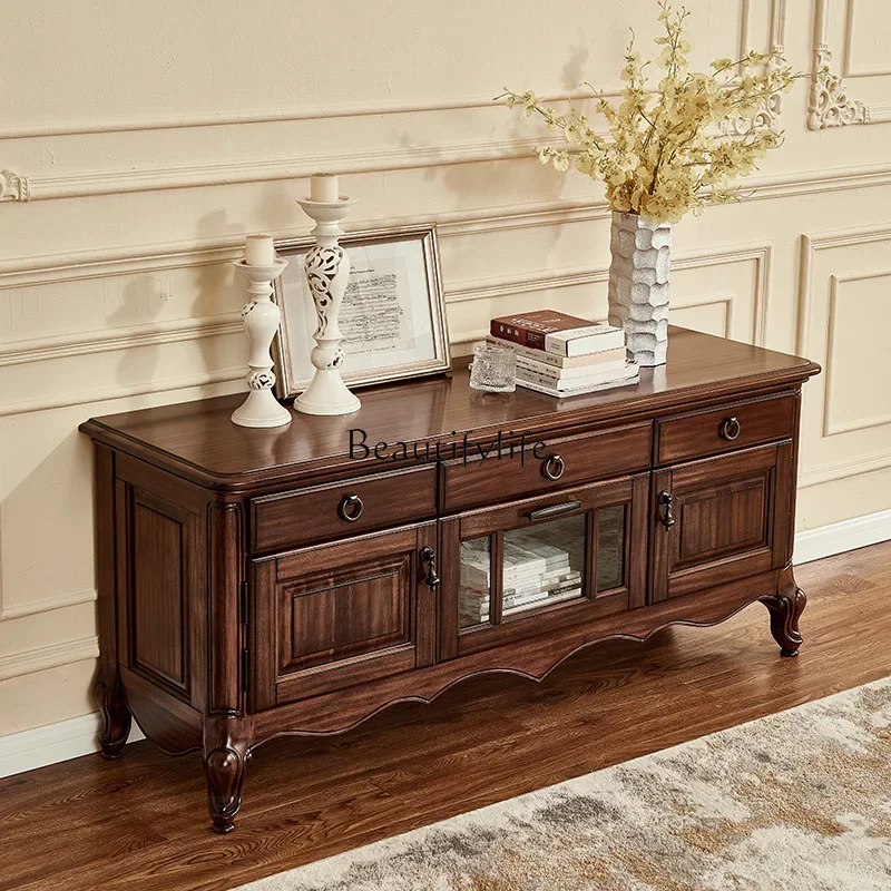 

ls 04American solid wood TV cabinet all solid wood black walnut bedroom 1.5 meters high