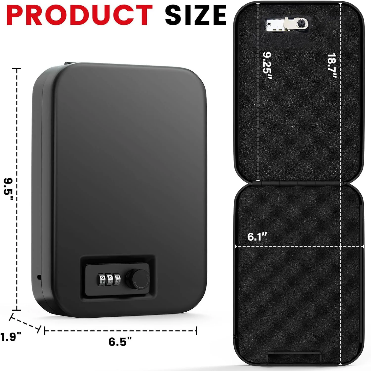 Caja de seguridad para pistola pequeña, teclado de seguridad de acero, caja de bloqueo de combinación oculta con Cable de acero, caja fuerte portátil para viajes, hogar y oficina