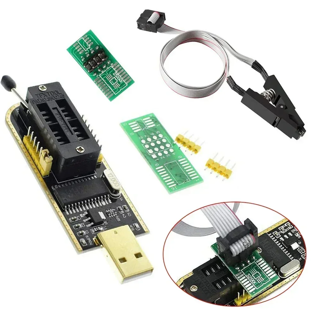 Module USB Programmer Electronic Components 24 25 SPI Flash BIOS Burner Chip Writer For 8pin/16pin Chips