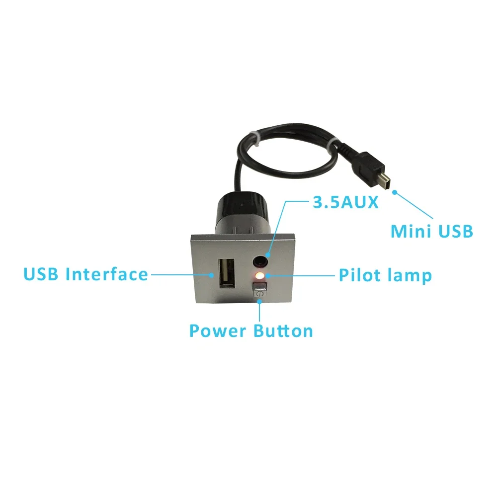 USB AUX input adapter mini usb cable slot interface button black silver styling  for ford focus 2 mk2 2009 2010 2011 accessories