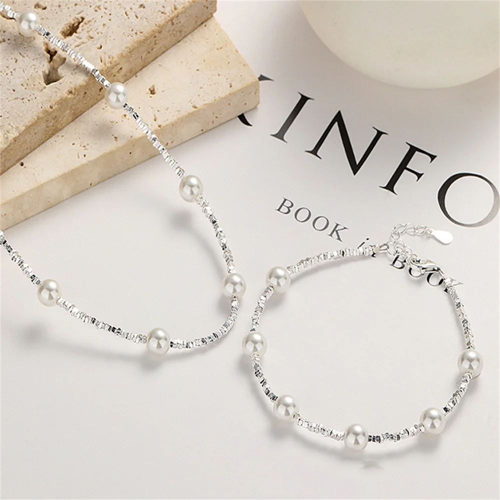 

925 Sterling Silver New Pearl Broken Silver Collarbone Chain, Korean INS Style, Niche Women's Retro Jewelry