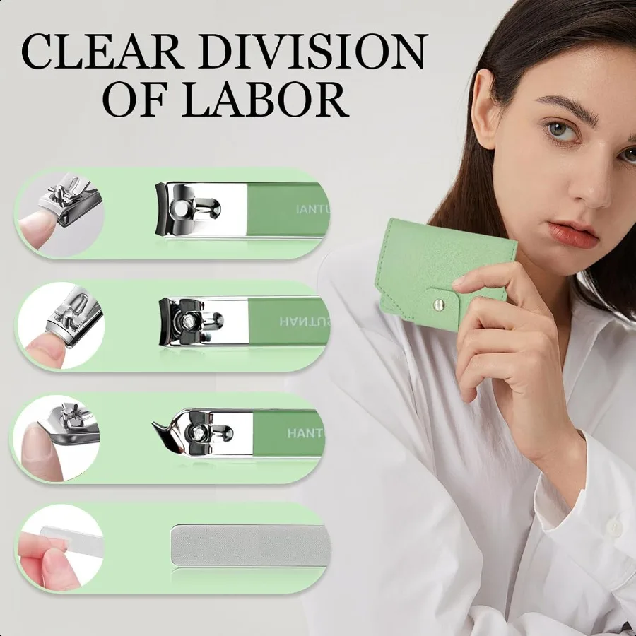 ชุดตัดเล็บสแตนเลสสำหรับเล็บหนา 4 ชิ้น ชุดทำเล็บมือและเล็บเท้าแบบหนา พร้อมที่ตัดเล็บเท้าแบบมุมเฉียง ตะไบเล็บ และที่รัดเล็บหนัง