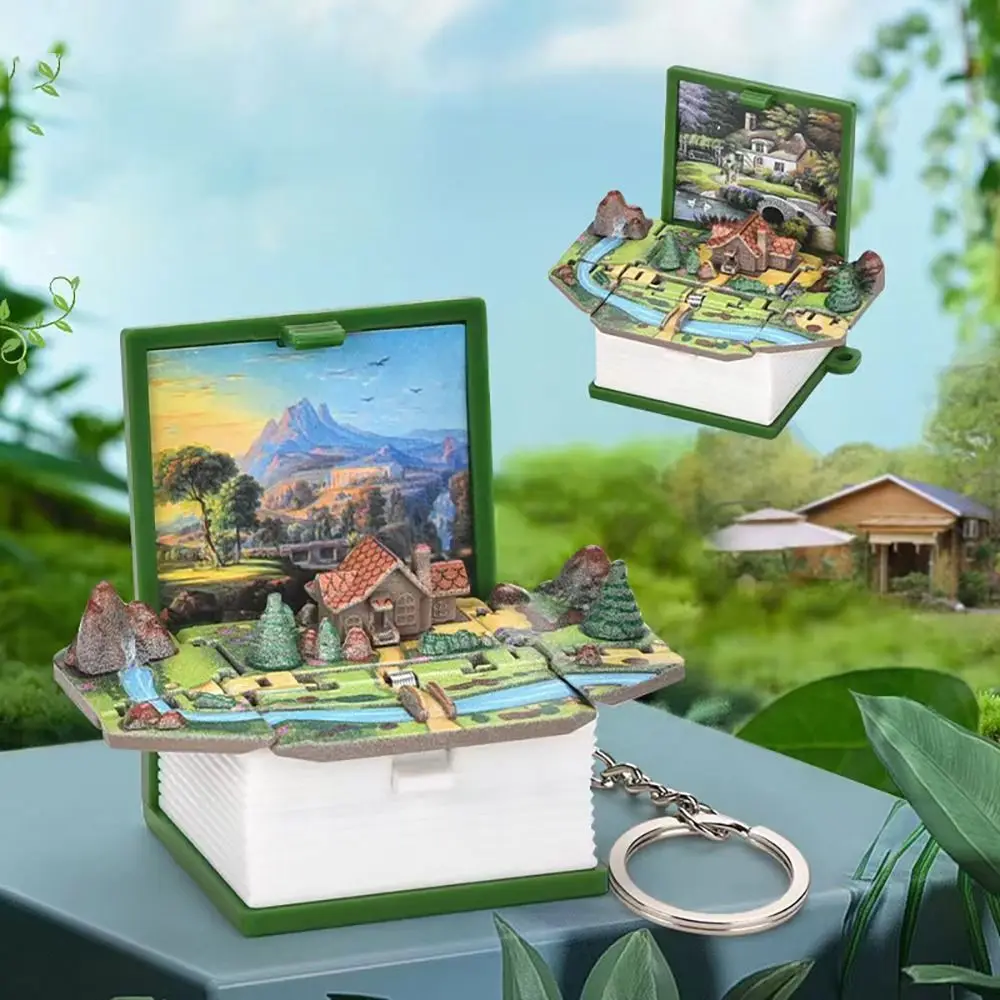 Fashion Dinosaur World Scene 3D Books Keychain Toys Party Favors Gift 3D Dinosaur Toys Mini Cute Pop Up Keychain
