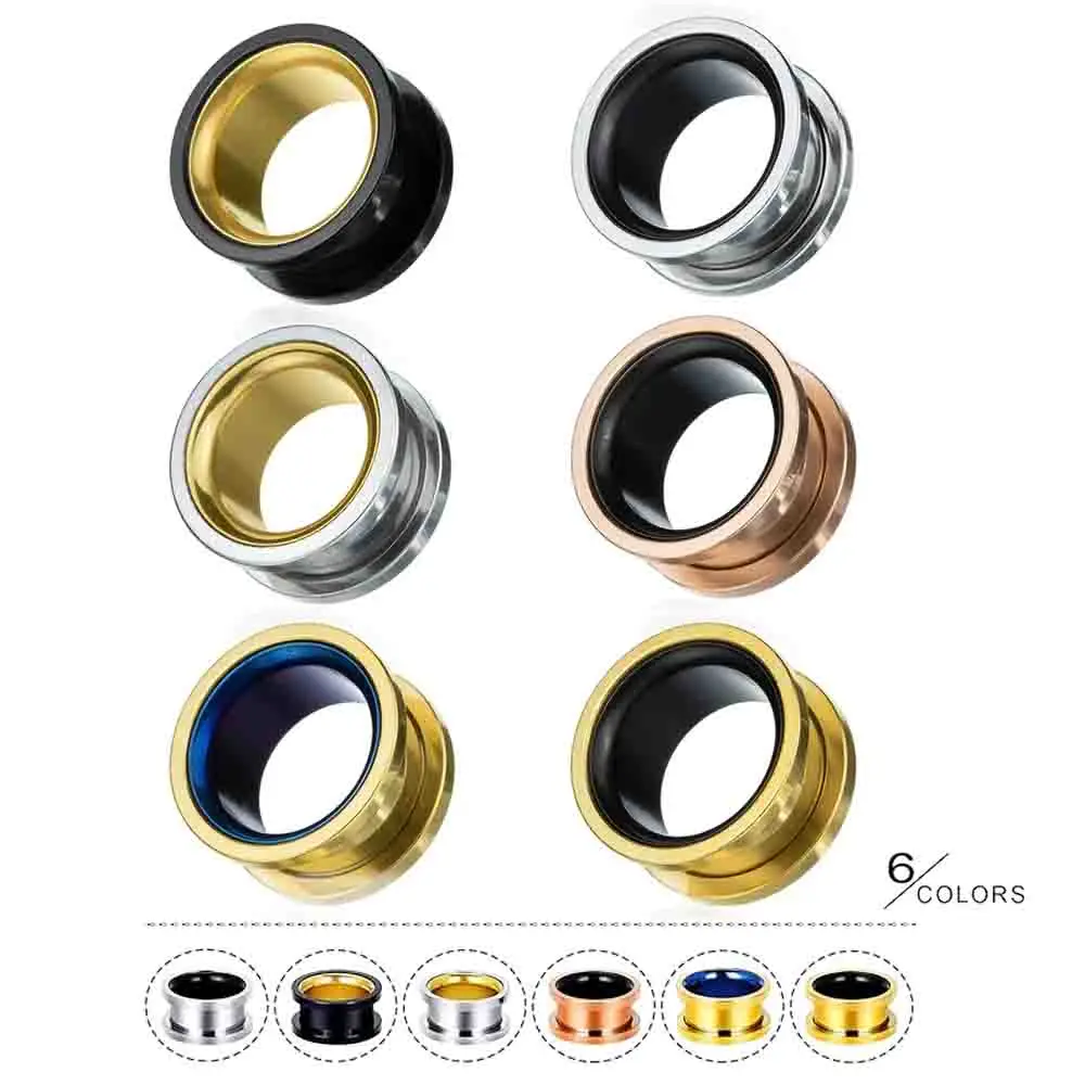2Pc Stainless Steel Double Flared Ear Gauges Tunnels Plugs Flesh Expander Earrings Body Piercing Jewelry for Women Men 2G-13/16