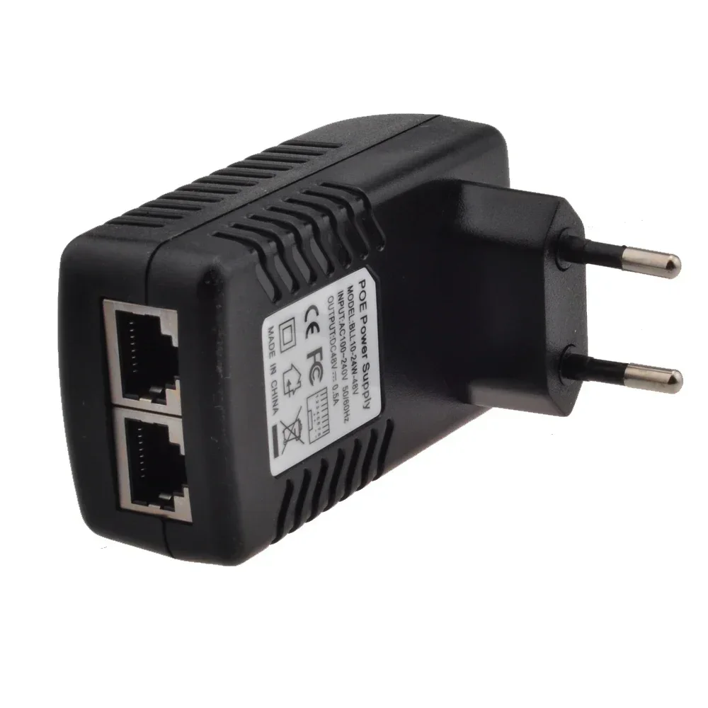 Ethernet CCTV Power Adapter 48V POE Injector 0.5A 24W, Compatible with IEEE802.3af for IP Camera, POE Pin4/5(+),7/8(-)