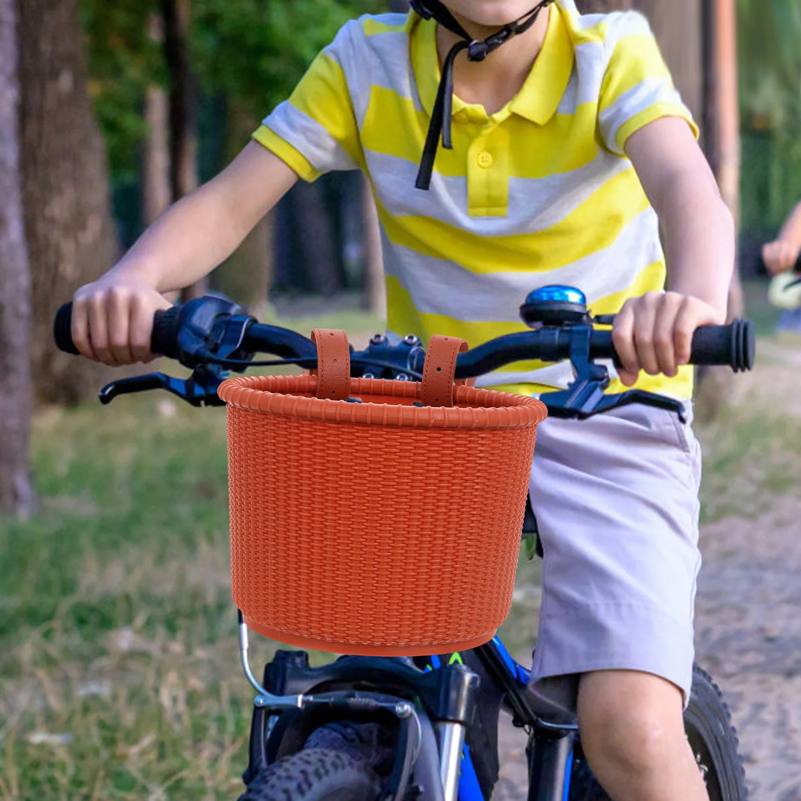 

Kids Bicycle Basket Front Scooter Plastic Children's Large Capacity Durable Easy Install Straps Storage for School Bag Cycling