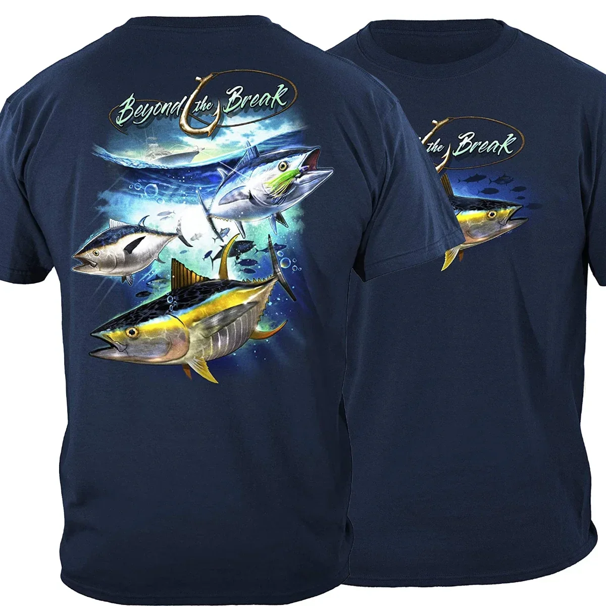 Camiseta de algodón para hombre, camisa de manga corta con cuello redondo, con estampado gráfico de Tuna Time Off Shore Fishing, ropa de verano, nueva de S-5xl