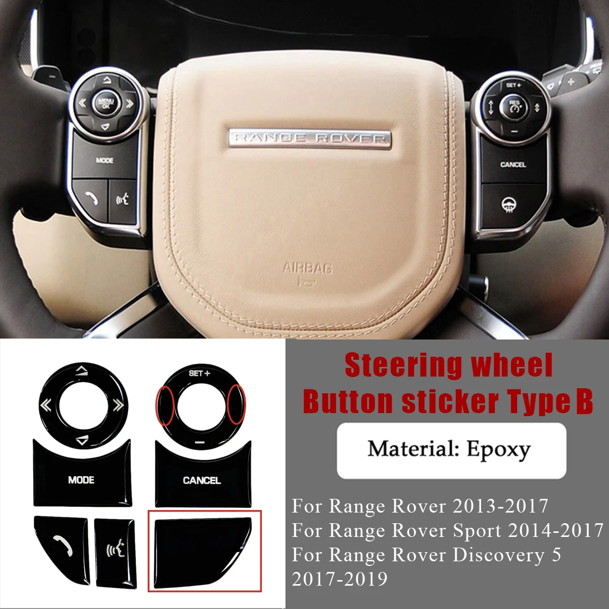 Knopfaufkleber für Range Rover Vogue L405 2014 bis 2017, Innenabdeckung für Range Rover Sport-Zubehör, L494 Getriebe-Terrain-Schalter – Detail 13