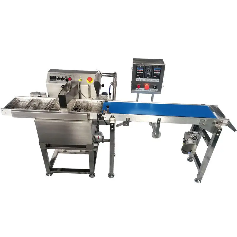 CG Machinery New Fully Automatic Small Chocolate Coating Machine with Cooling Fan and Conveyor Belt 304 Stainless Steel
