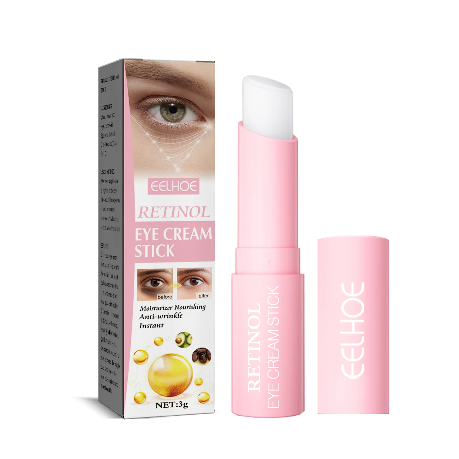

Retinol Eye Cream Stick Moisturizes and Improves Fine Lines, Crowsfeet, Dark Circles, Tightens Eye Skin