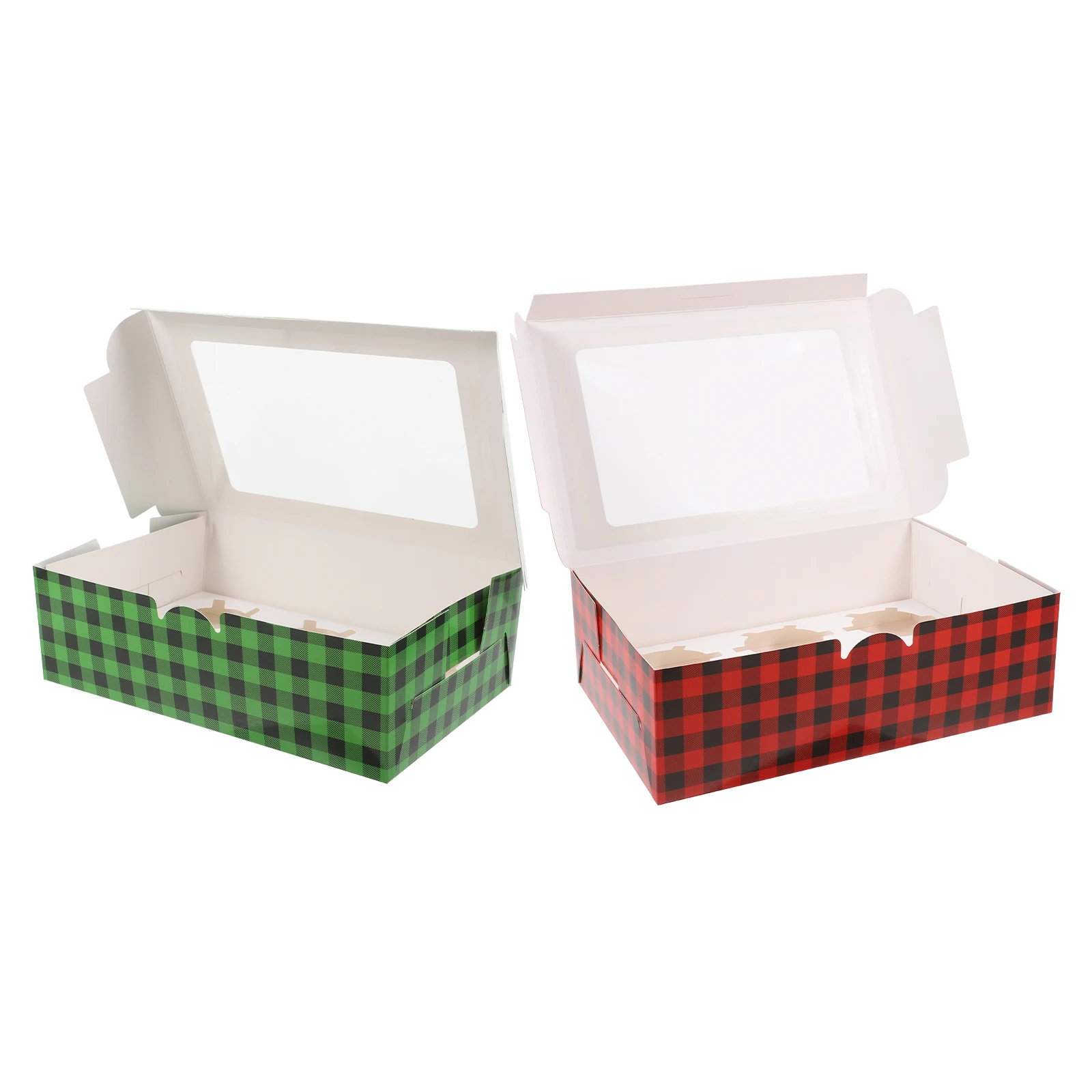 

12Pcs Cake Packaging Box Transparent Window Christmas Muffin Cupcake Boxes Holiday Dessert Carrier Gift Baked Goods Packaging