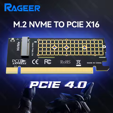 RAGEER M.2 NVMe to PCIe 4.0 x16 Adapter Card Supports 4TB SSD and 64Gbps Speed Compatible with 2280/60/42/30 NVMe SSDs