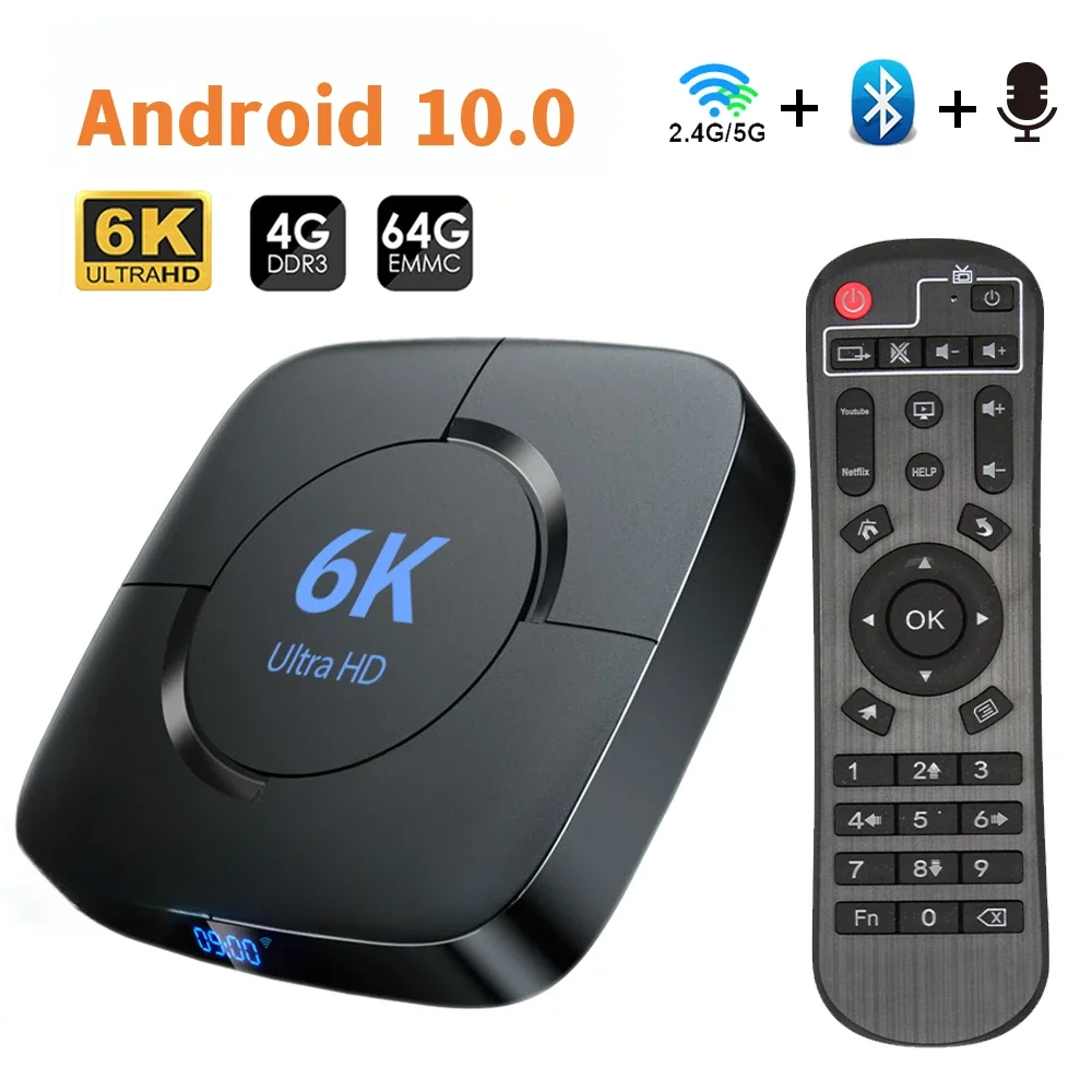 Android TV Box Android 10 4GB 64GB 32GB 6K TV BOX H.265 Media Player 3D Video 2.4G 5GHz Wifi Bluetooth Smart TV Box