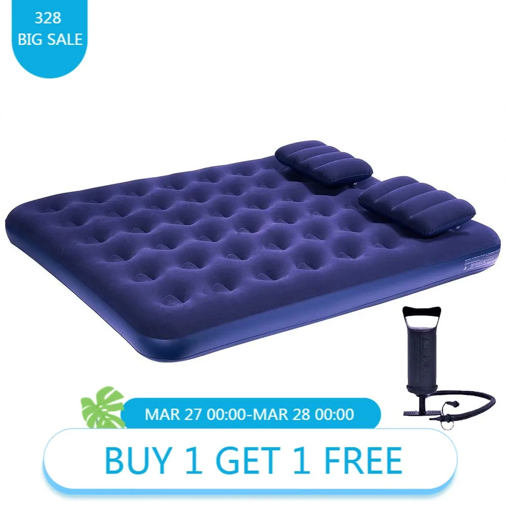 Single‑Size Modern PVC Air Mattress Inflatable Camping Bed Foldable Portable Topper With Included Pump