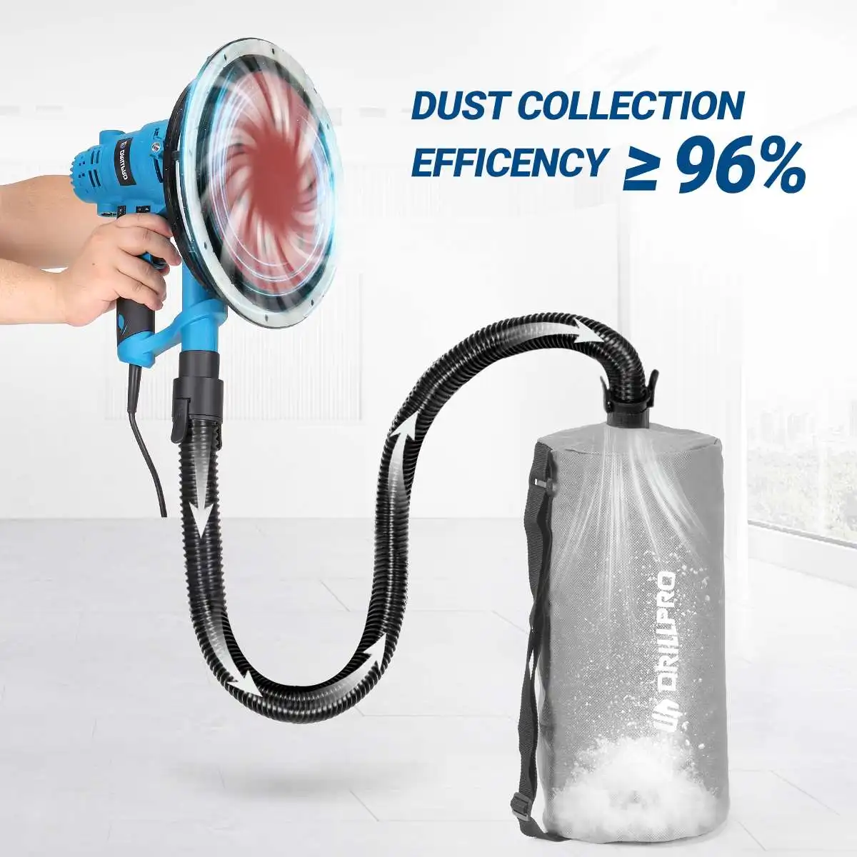 Drillpro 750W Drywall Sander with Vacuum Compact 230V Wall Polishing Machine Grinding Portable Led Light Wall Polisher Machine