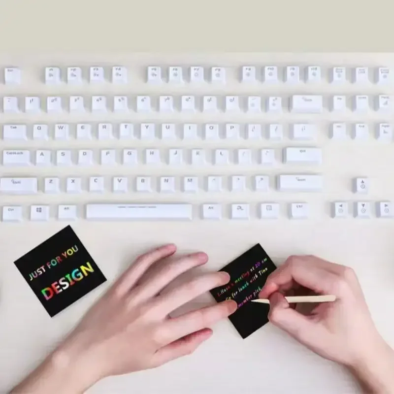 100 Sheets Magical Scratch Memo Boxes, Rainbow Scratch Mini Art Notes, Art Handmade DIY Party Supplies