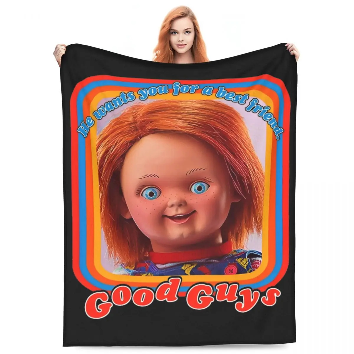 Good Guys Chucky Blankets Velvet Autumn/Winter Breathable Lightweight Thin Throw Blankets for Home Travel Rug Piece