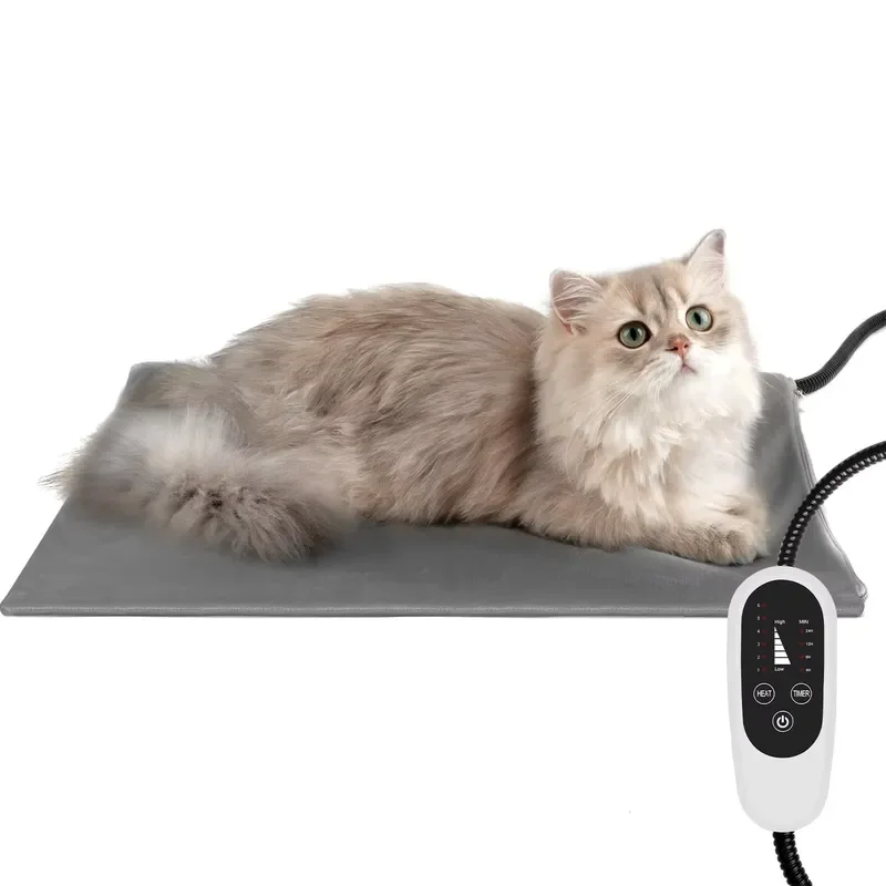Deluxe Waterproof Heated Pet Bed for Dogs and Cats Adjustable Temperature with Auto Off Timer Indoor Winter Warm Cushion