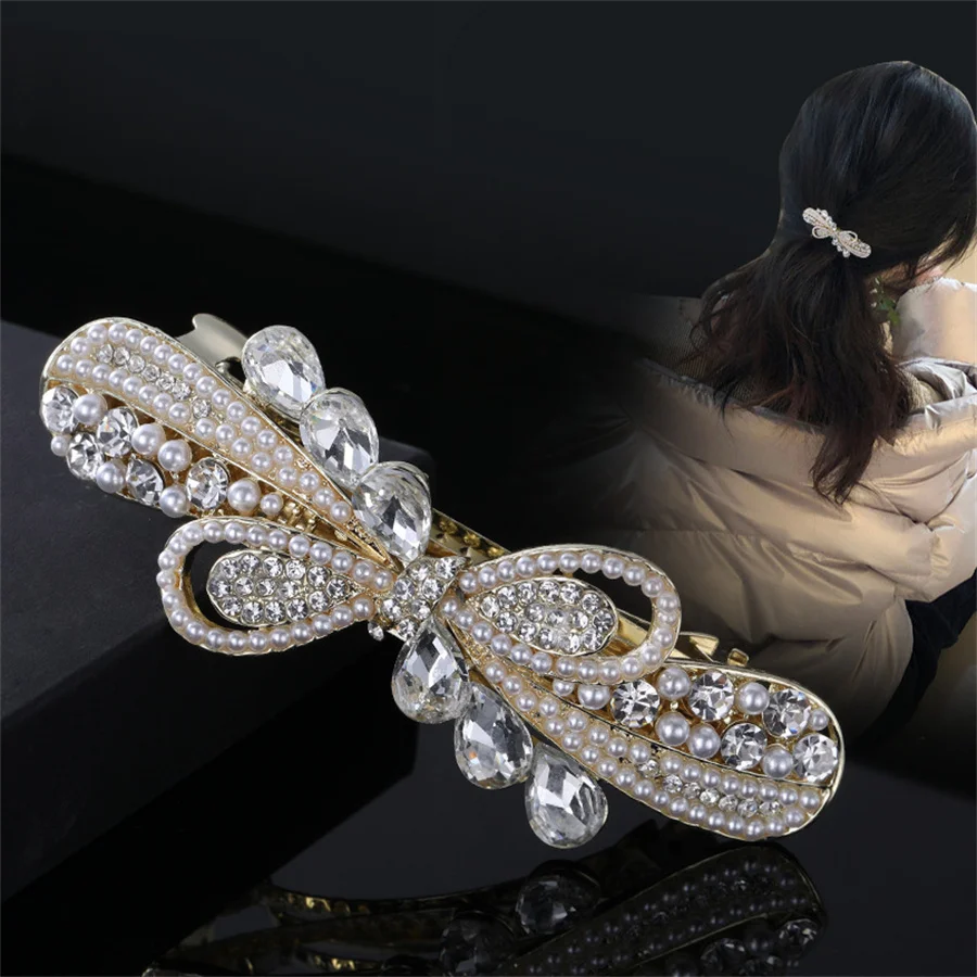 Fashion pearl Crystal Hair Clips Vintage Spring Hairpins Leaf Flowers Barrettes Elegant Women Headwear Luxury Hair Accessories