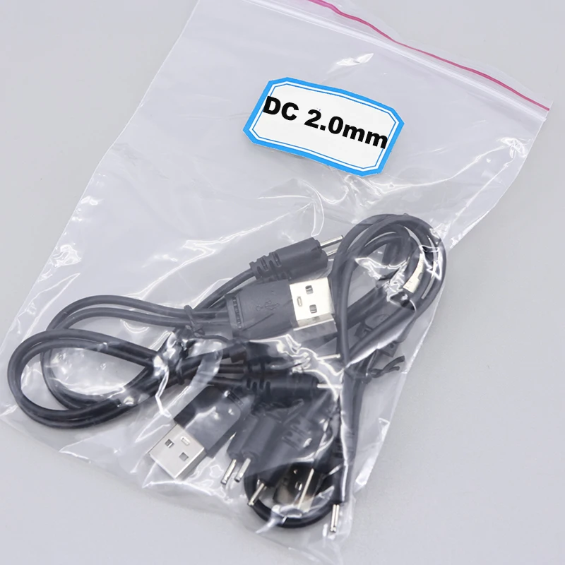 1x 1 usb male to 2 way DC 2.0mm charging power connector cord cable for earphone charging wire 2 in 1
