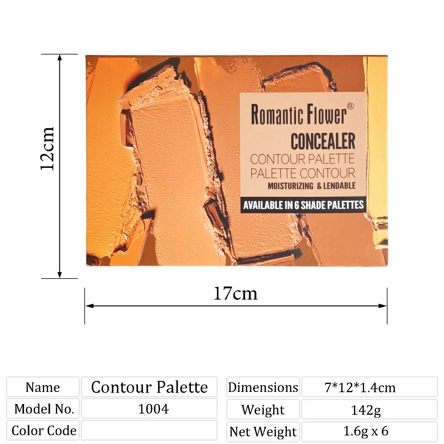 Paleta de corretivo fosco de 6 cores, cobertura total, contorno facial, maquiagem camuflada para aperfeiçar o tom da pele