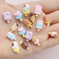 30Pcs Cute Resin Cartoon hearts, stars, chocolate popsicles Flat Back Manicure Parts Embellishments For Hair Bows Accessories