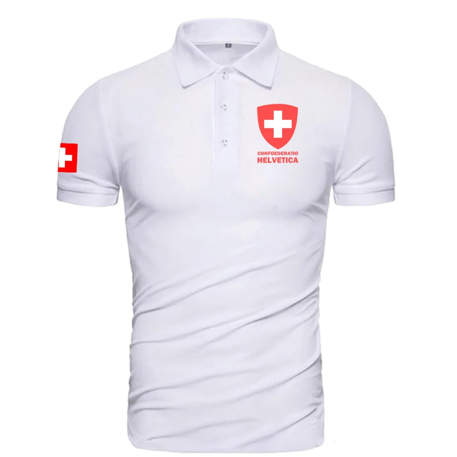 Polo de marque à manches courtes pour hommes, imprimé pour la campagne, Suisse, Hollywood, Suisse, CHE, CH