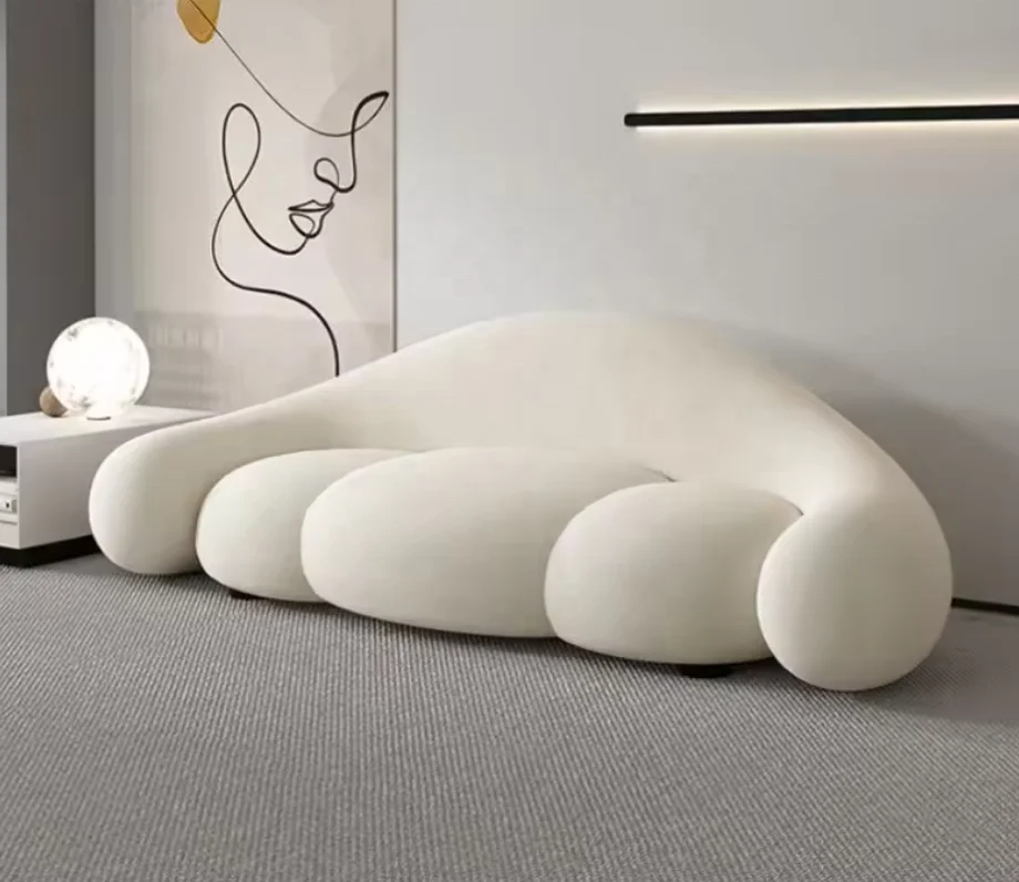 Small apartment living room sofa curved beauty salon shop reception sofa 5