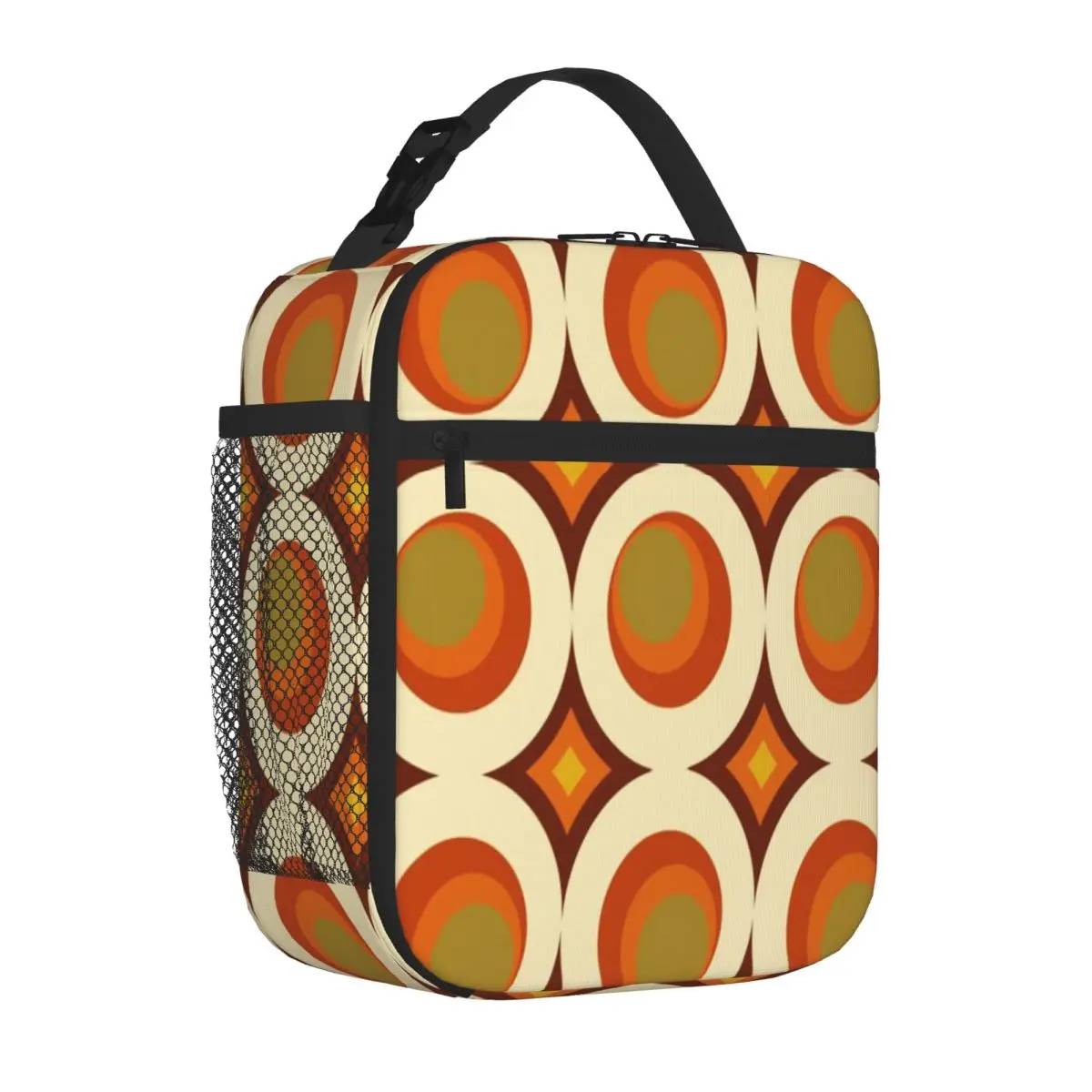 Hot Sale Mid-Century Modern 70s Handheld Thermal Food Carrier School Break Time Office Lunch Bag