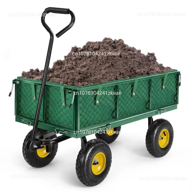 Heavy Duty Folding Garden Cart with Fabric Cover Capacity Utility Wagon for Garden Pros