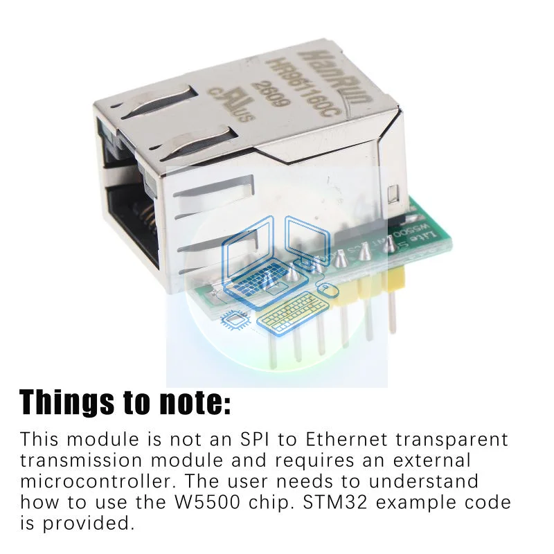 USR‑ES1 W5500 Ethernet Module SPI To LAN Converter TCP/IP Hardware Protocol Chip SPI‑Ethernet Adapter
