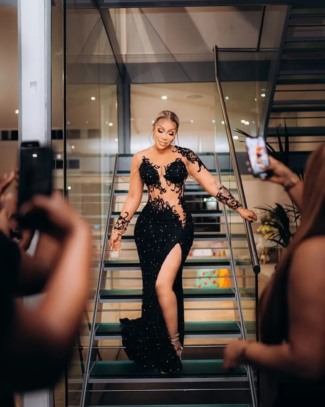 Beaded Evening Formal Party Second Reception Birthday Engagement Gowns 2024 Plus Size Arabic Aso Ebi Black Mermaid Prom Dresses