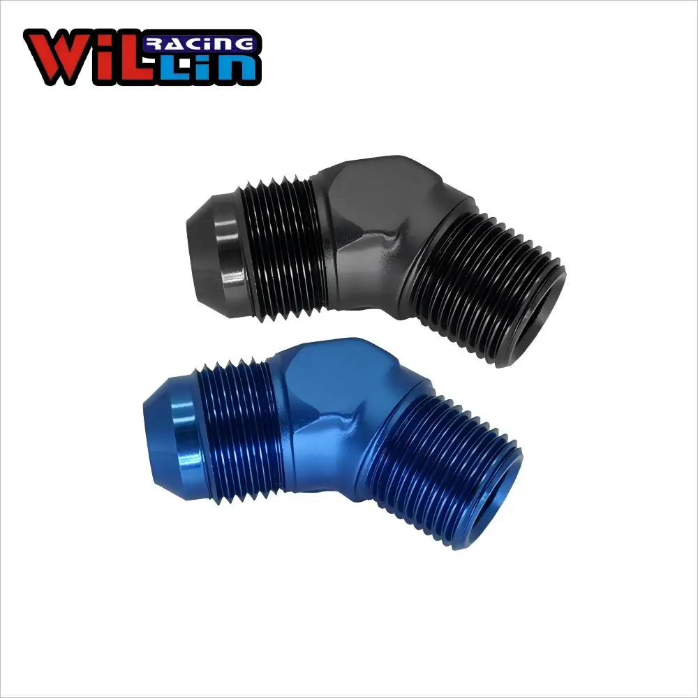 ويلين ألومنيوم 45 °   درجة ذكر NPT إلى ذكر أن الكوع مضيئة محول موصل مزورة خط زيت الوقود المناسب قطع غيار السيارات بأكسيد