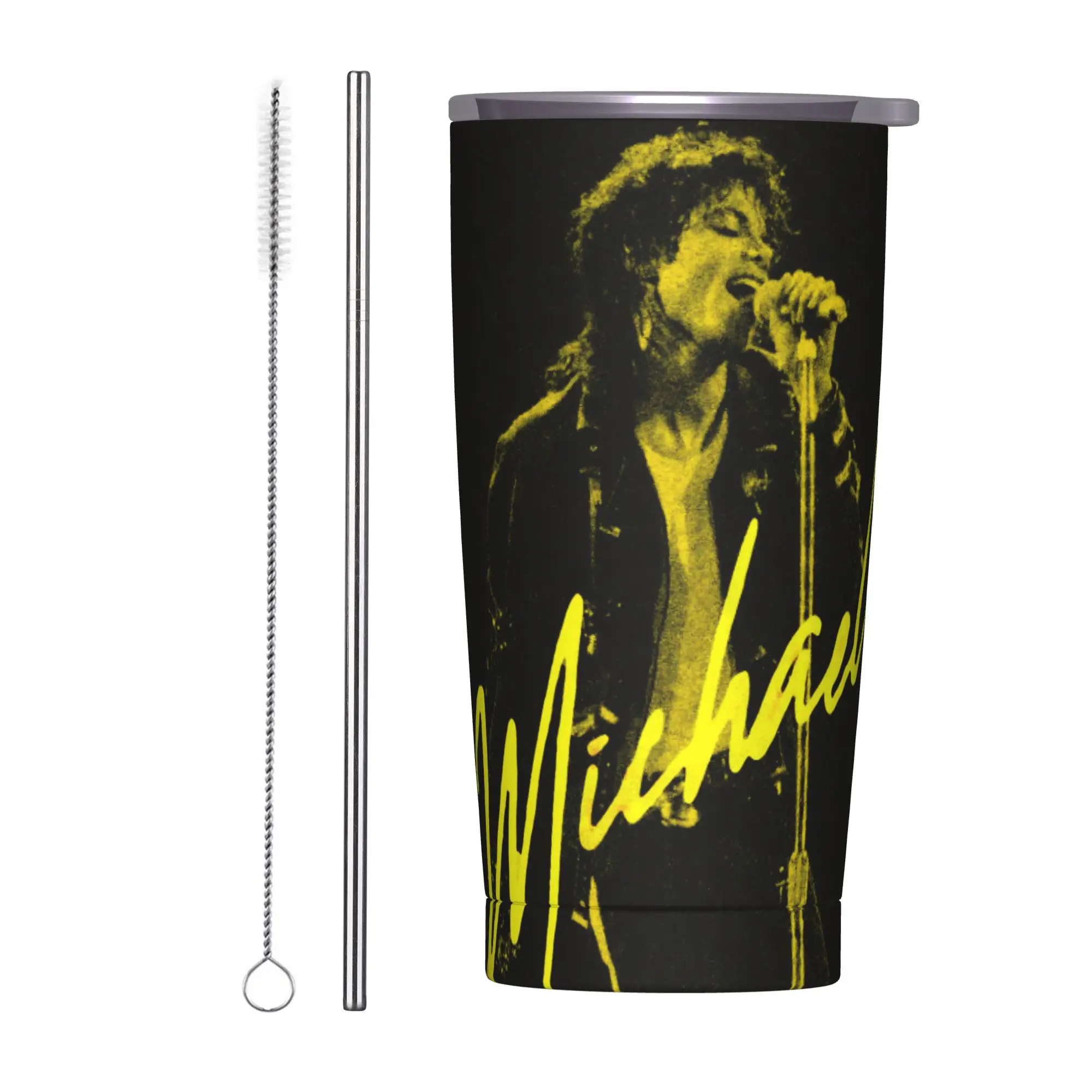 Singer Michael Jacksons MJ Tour 2026 Insulated Tumbler with Straws  Stainless Steel Thermal Mug Portable Hot Cold Drink Cup 20oz