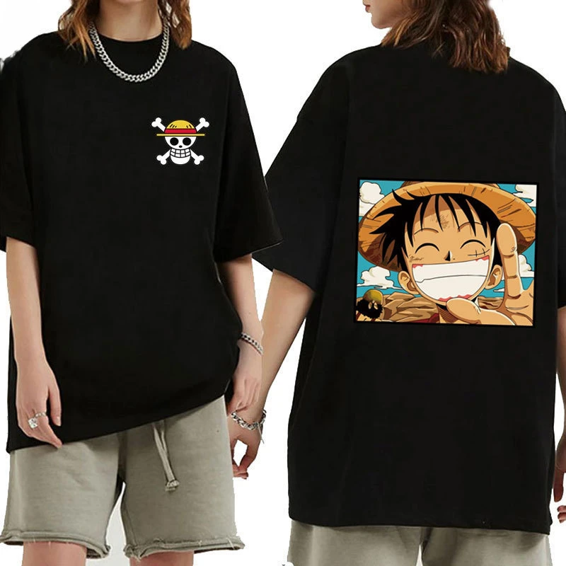 

ONE PIECE Peripheral Printing Men's and Women's Loose Casual Short-sleeved Summer Summer Couple T-Shirt Crew Neck Cotton Tee