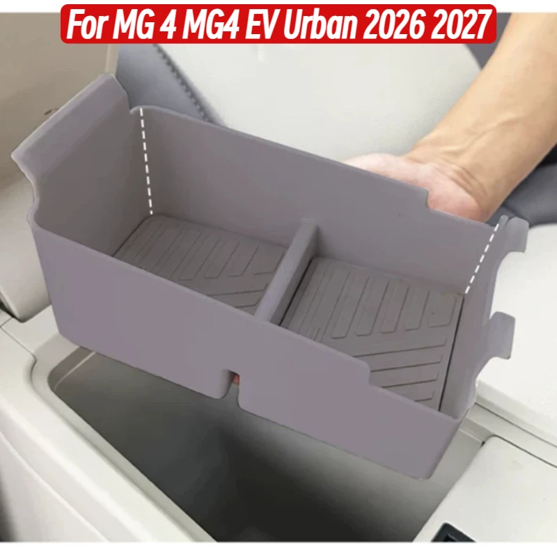 2pcs Car Storage Box for MG 4 MG4 EV Urban 2026 2027 Rubber Silicone Mat Center Console Organizer ABS Armrest Tray Accessories