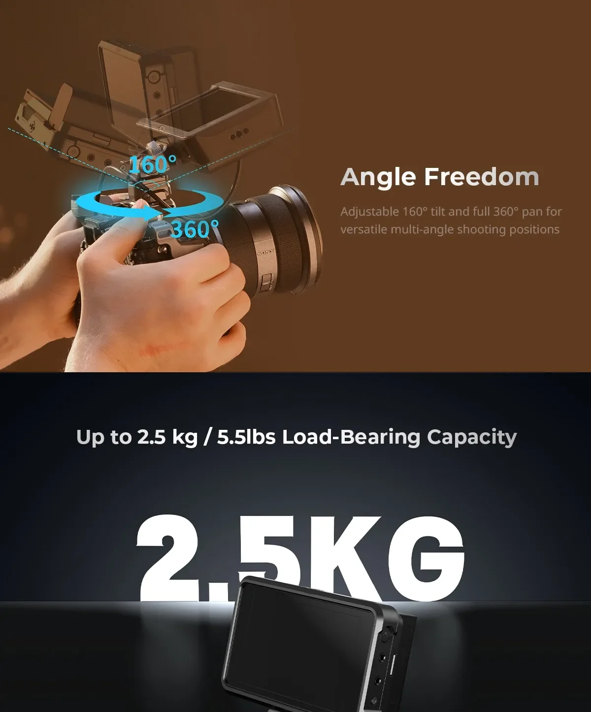 SmallRig HawkLock H21 Quick Release Monitor Support with NATO Clamp Monitor Mount with Quick Release NATO Rail,Load 2.5kg 4487