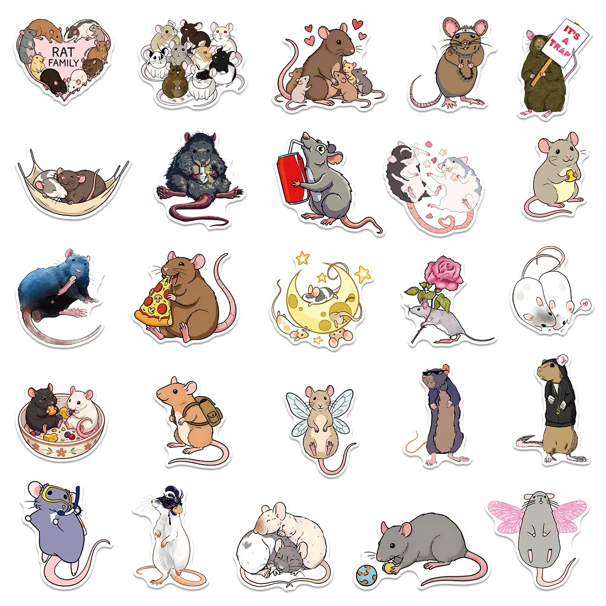10/50PCS 만화 마우스 스티커 귀여운 재미 있은 낙서 방수 데칼 장난감 선물 물 컵 스크랩북 휴대 전화 케이스